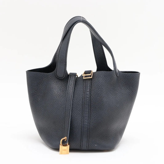 Hermes Picotin Lock 18 PM Tote Bag Navy Blue