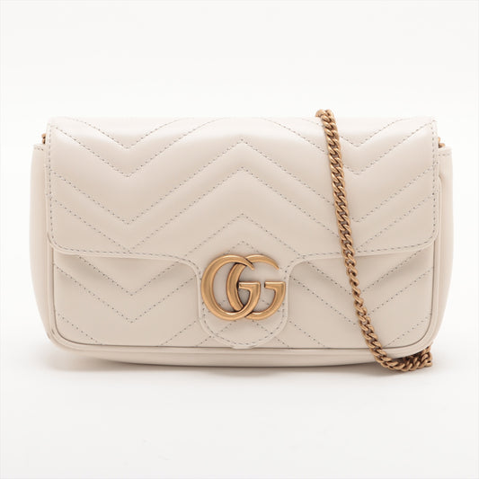 Gucci GG Marmont Leather Chain Shoulder Bag White