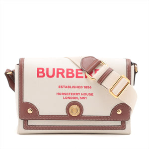 #1 Burberry Horseferry Canvas Leather Shoulder Bag Beige×Brown