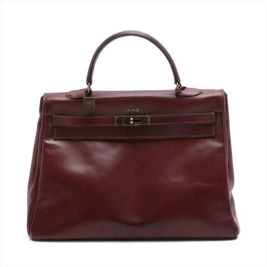 Hermes Kelly 35 Le Tournay Leather Handbag Rouge H