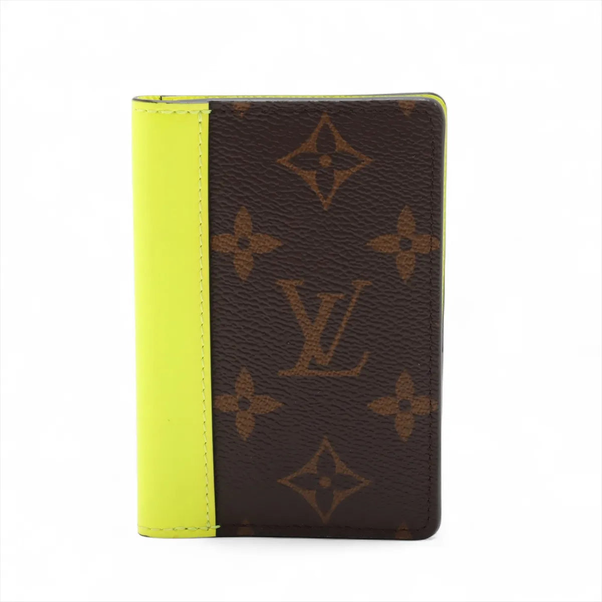 Louis Vuitton Monogram Pocket Organizer Card Case Neon Yellow x Brown