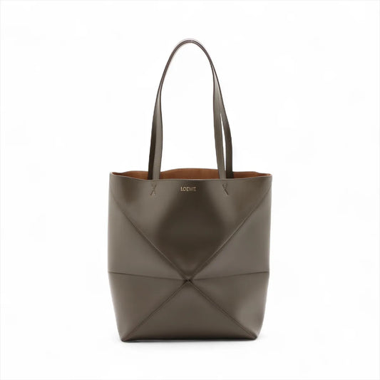 Loewe Puzzle Fold Medium Leather Tote Bag Khaki