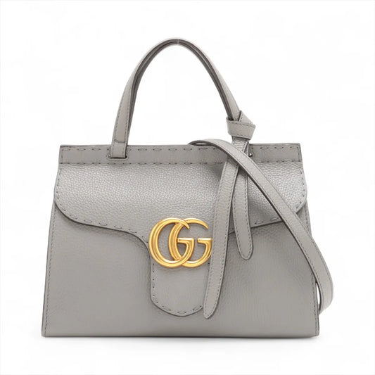 Gucci GG Marmont Leather Two-Way Handbag Gray