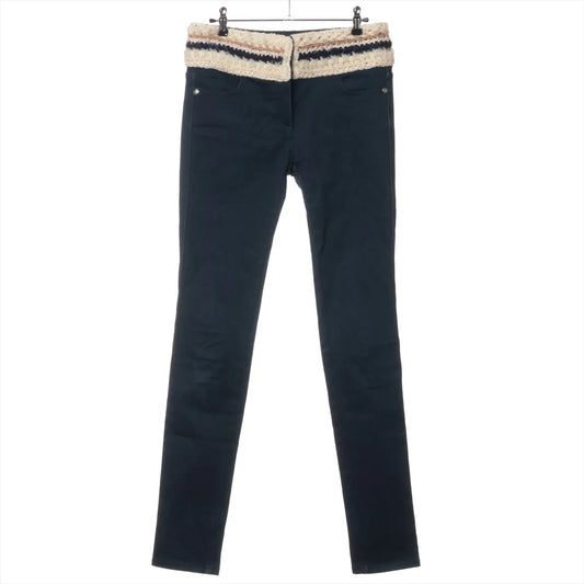 Chanel CC Logo Cotton Denim Pants Blue Indigo