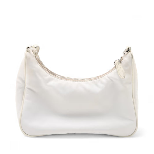 Prada Tessuto Nylon Leather Two-Way Shoulder Bag White