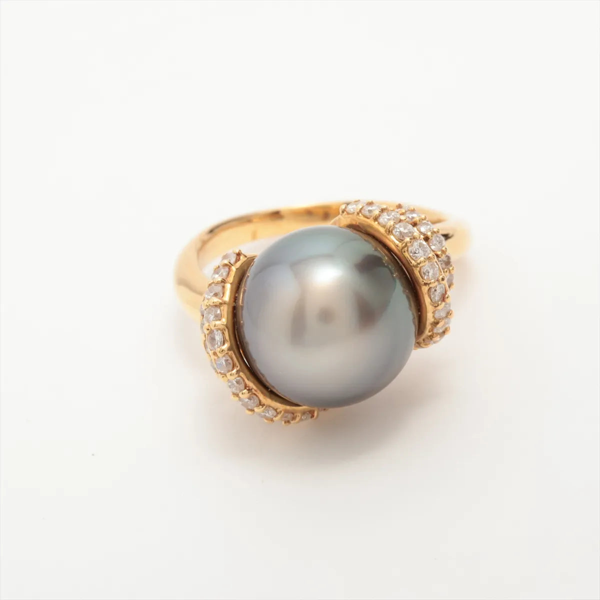 Black Pearl Diamond Ring Yellow Gold