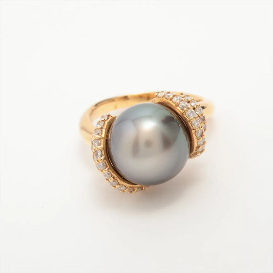Black Pearl Diamond Ring Yellow Gold