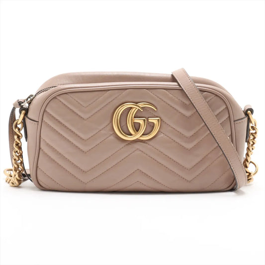 Gucci GG Marmont Chevron Leather Shoulder Bag Pink