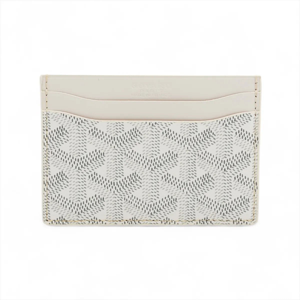 Goyard Herringbone Leather Card Case White x Gray