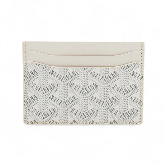 Goyard Herringbone Leather Card Case White x Gray