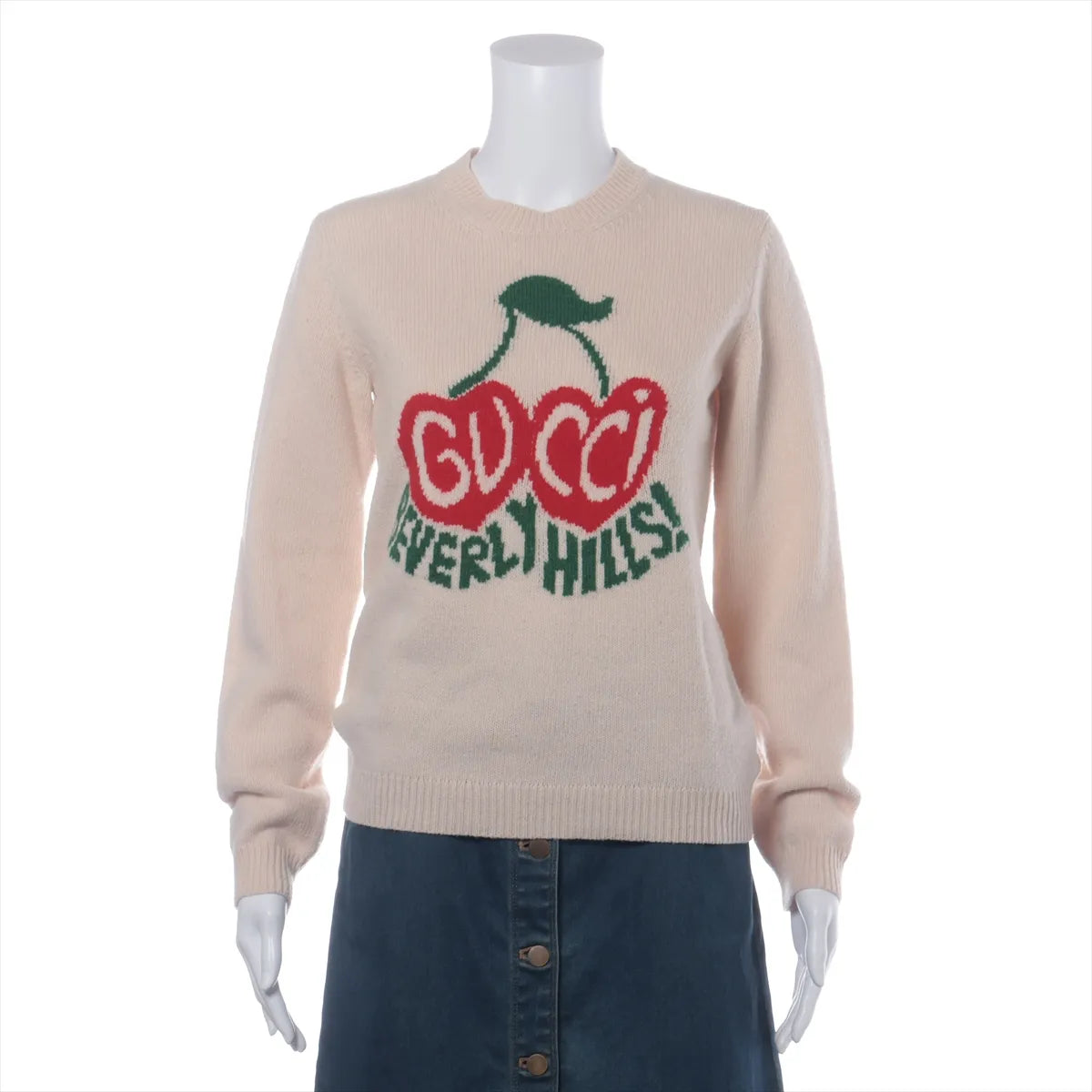 Gucci Cherry Beverly Hills Wool Knit Beige