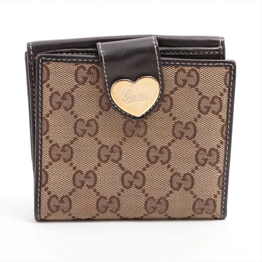 Gucci GG Canvas Canvas Leather Compact Wallet Beige