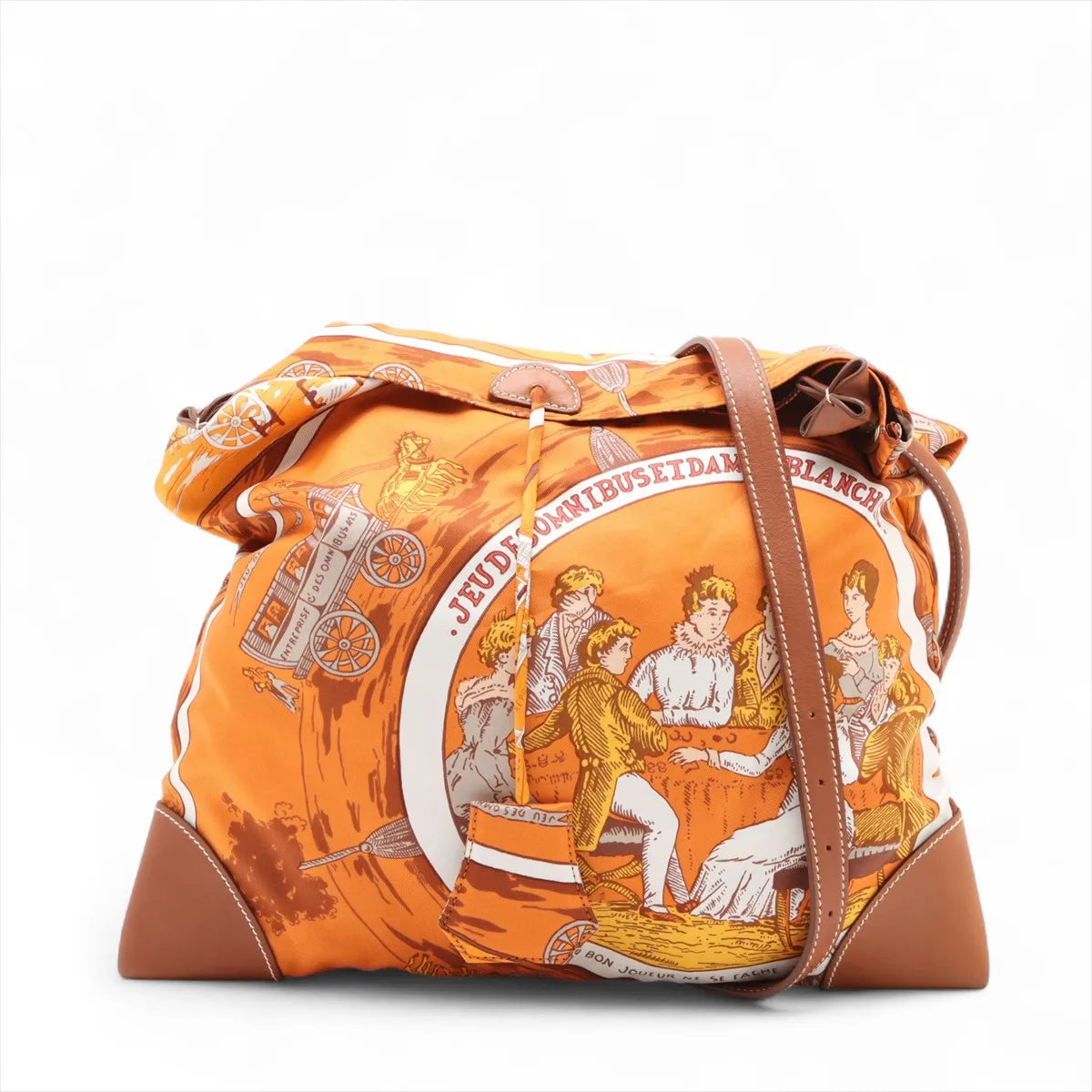 Hermes Silk Leather City PM Orange x Brown