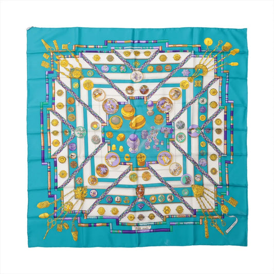 Hermès Carré 90 Petite Main Silk Scarf Blue