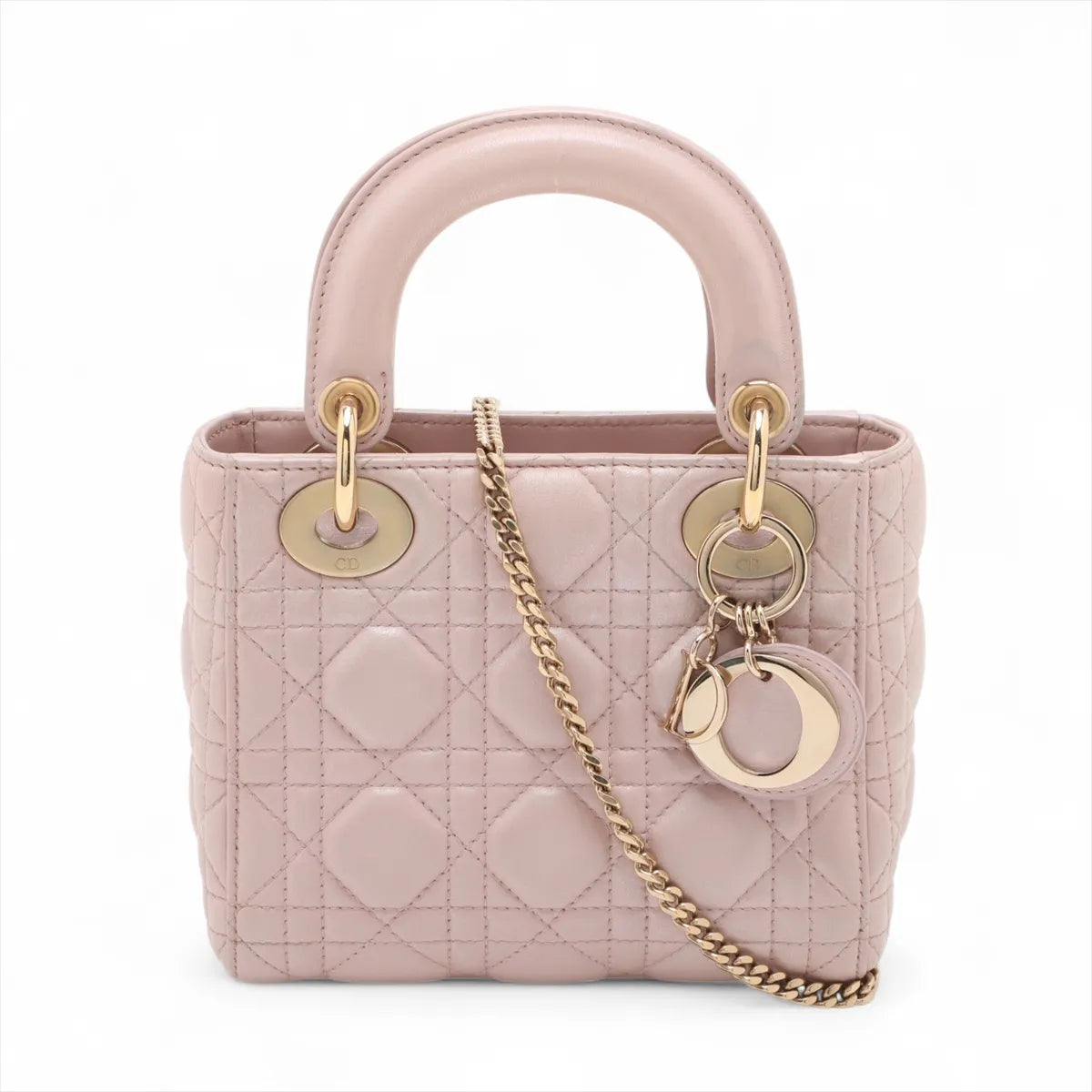 Christian Dior Cannage Mini Lady Dior Leather Two-Way Handbag Blush