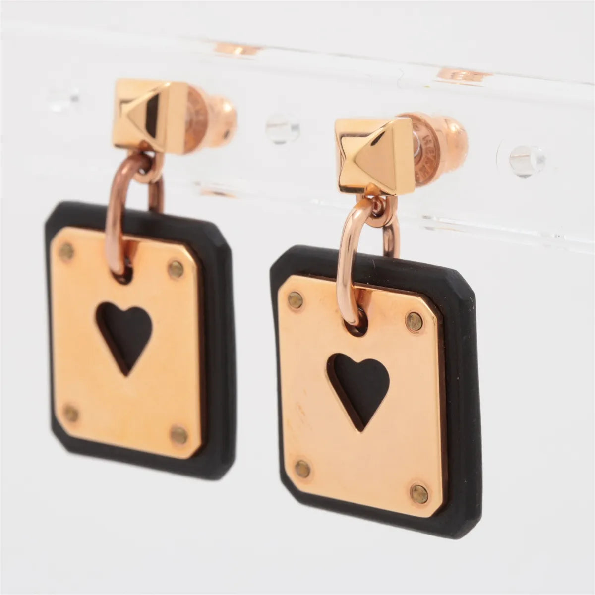 Hermes As de Coeur Earrings Champagne Gold x Black