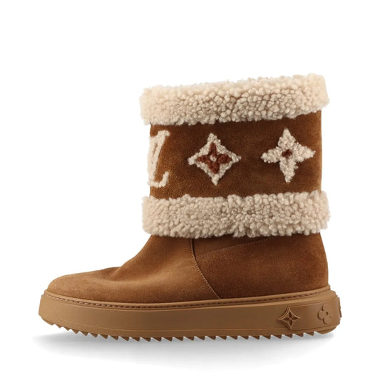 Louis Vuitton Snowdrop Suede Ankle Boot Brown