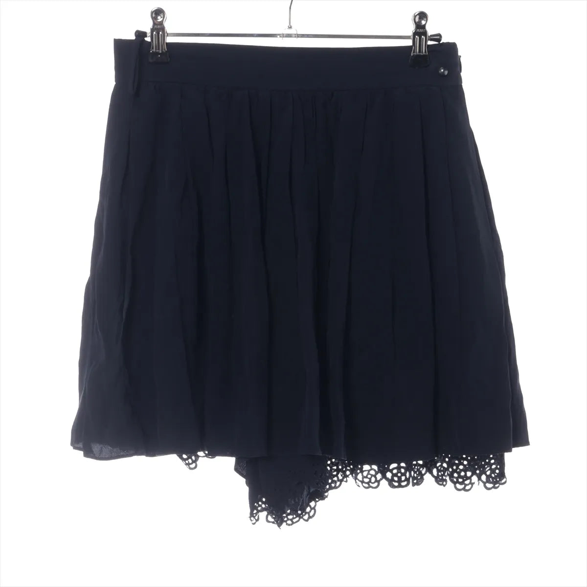 Chanel Flower Cut-out Silk Short Pants Navy Blue