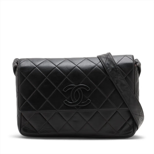 Chanel CC Logo Matelasse Lambskin Shoulder Bag Black