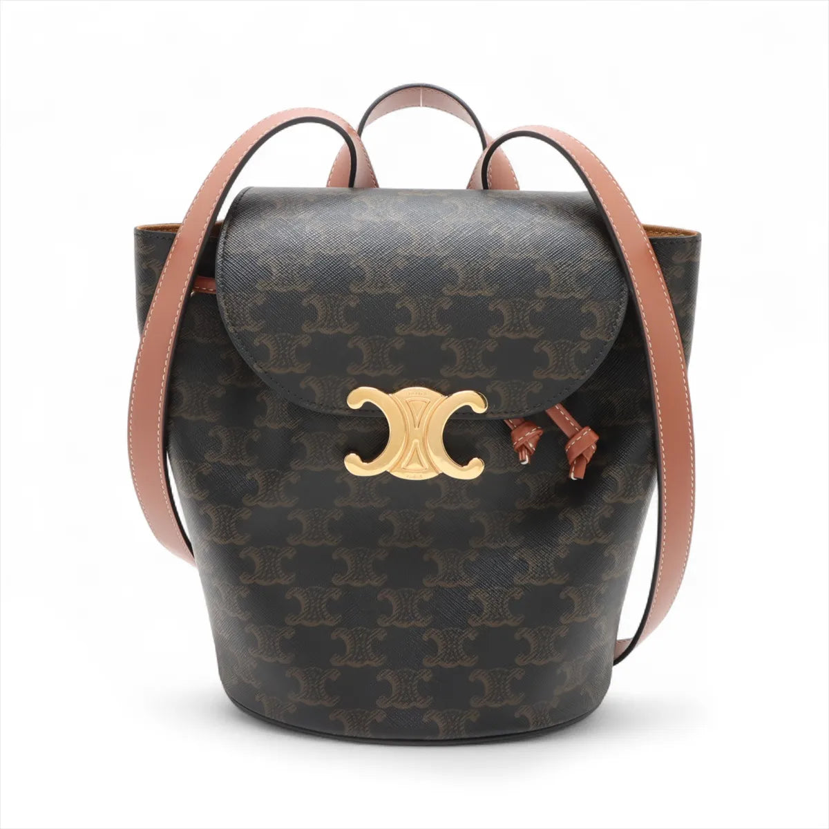 Celine Triomphe Bonnie Leather Backpack Brown