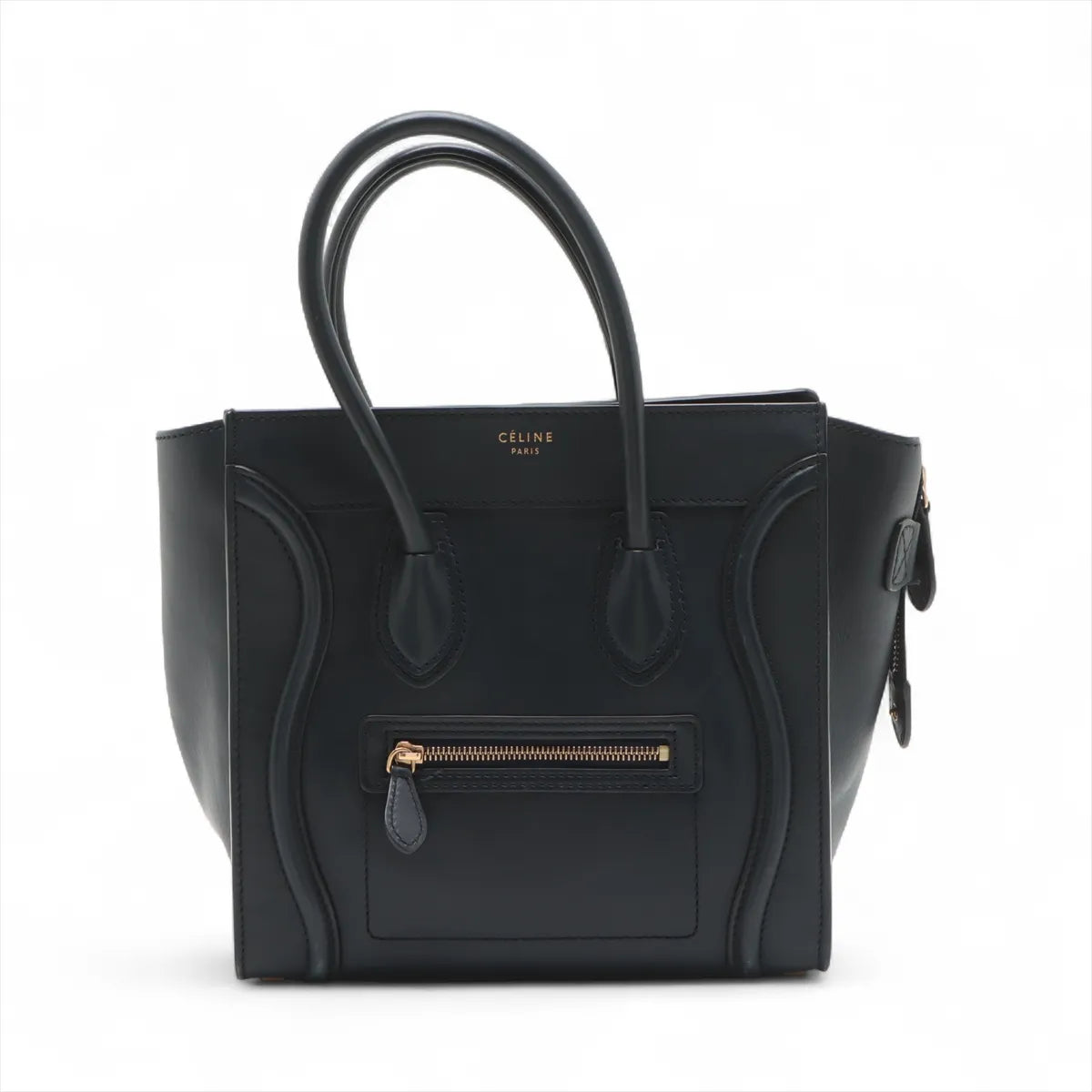 Celine Luggage Micro Shopper Leather Hand bag Navy Blue