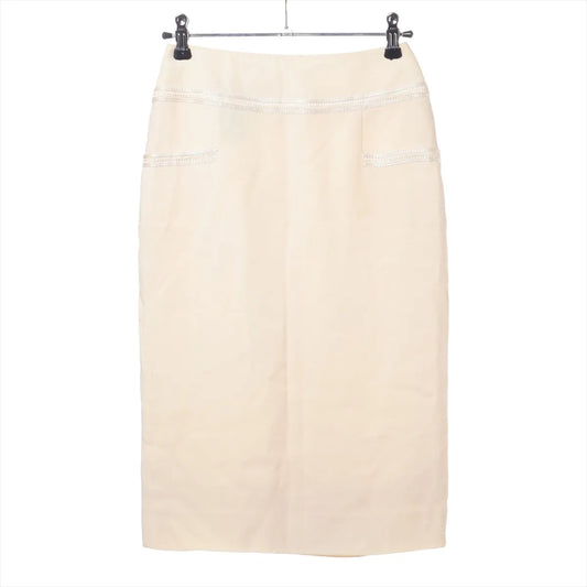 Chanel Camelia Button Skirt Ivory
