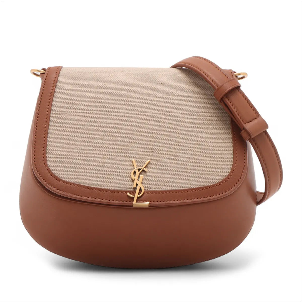 Saint Laurent Paris Voltaire Mini Canvas Leather Shoulder Bag Beige×Brown