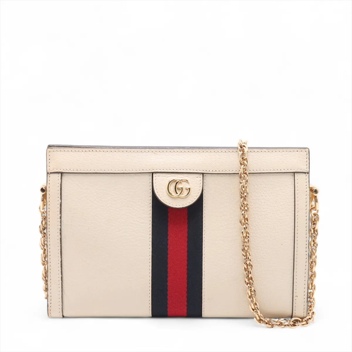 Gucci Ophidia Leather Chain Shoulder Bag White