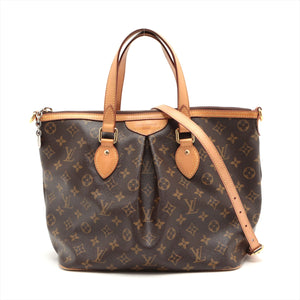 Louis Vuitton Palermo Handbag in Brown Monogram Canvas and Natural