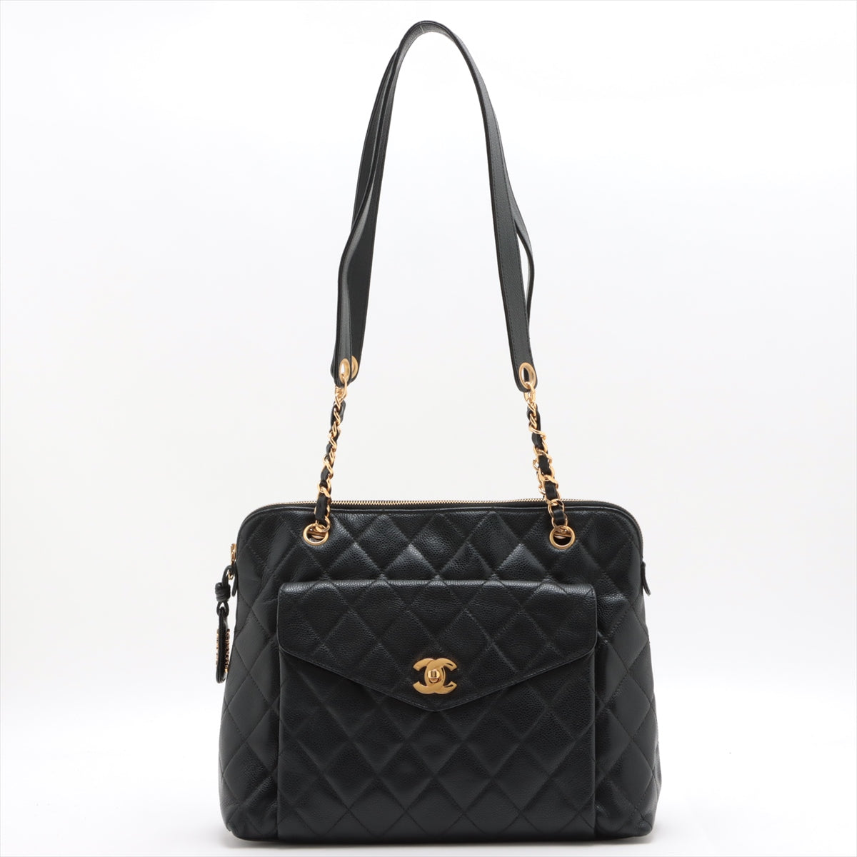 Chanel Matelasse Caviar Skin Chain Tote Bag Black