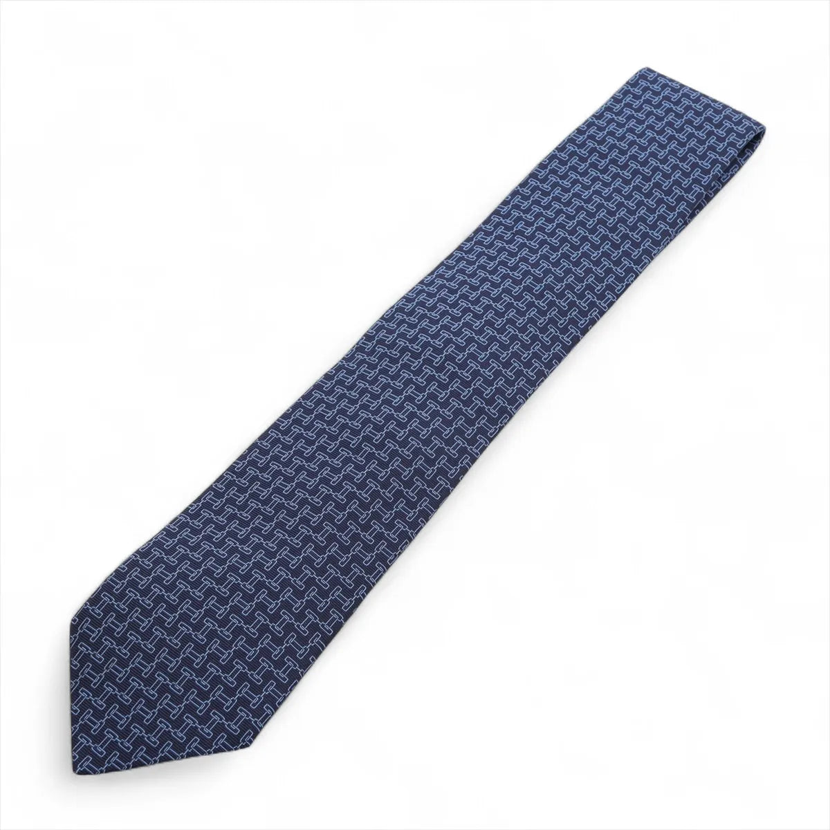 Hermès H Logo Necktie Navy Blue