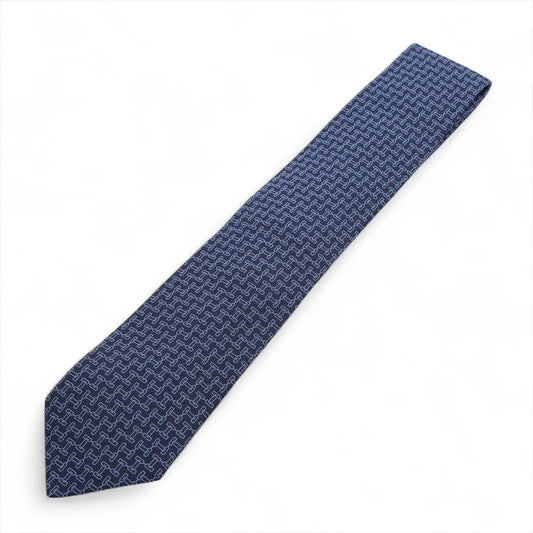 Hermès H Logo Necktie Navy Blue