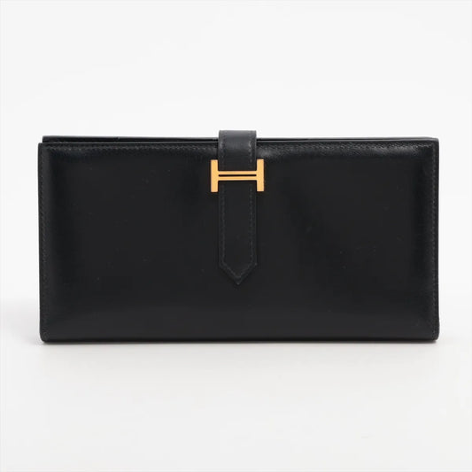 Hermès Bearn Box Calf Long Wallet Black