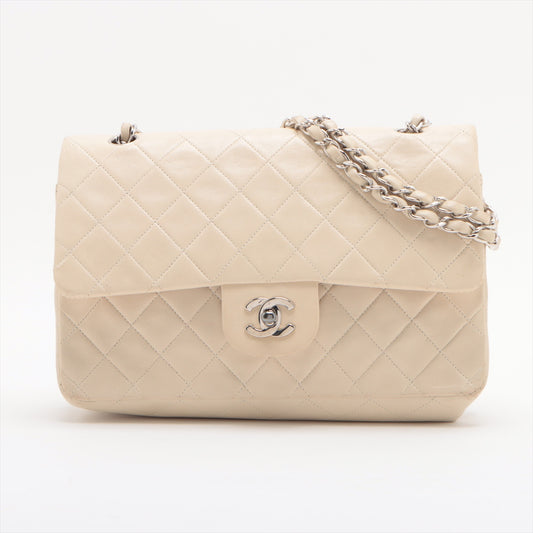 Chanel Matelasse 25 Lambskin Double Flap Double Chain Bag White