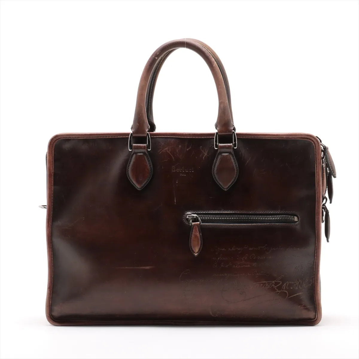 Berluti Calligraphy Leather Business Bag Brown