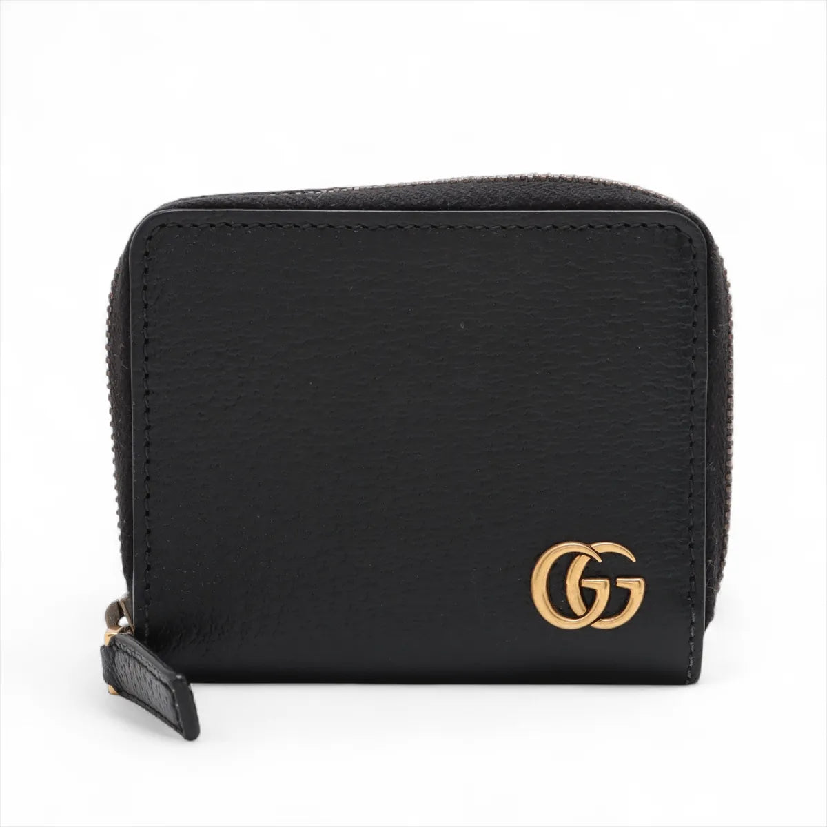 Gucci Double G Leather Zip Coin Purse Black