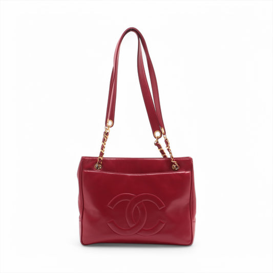 Chanel CC Logo Lambskin Chain Tote Bag Red * PREORDER *