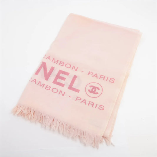 Chanel CC Logo Cashmere Wool Scarf Pink