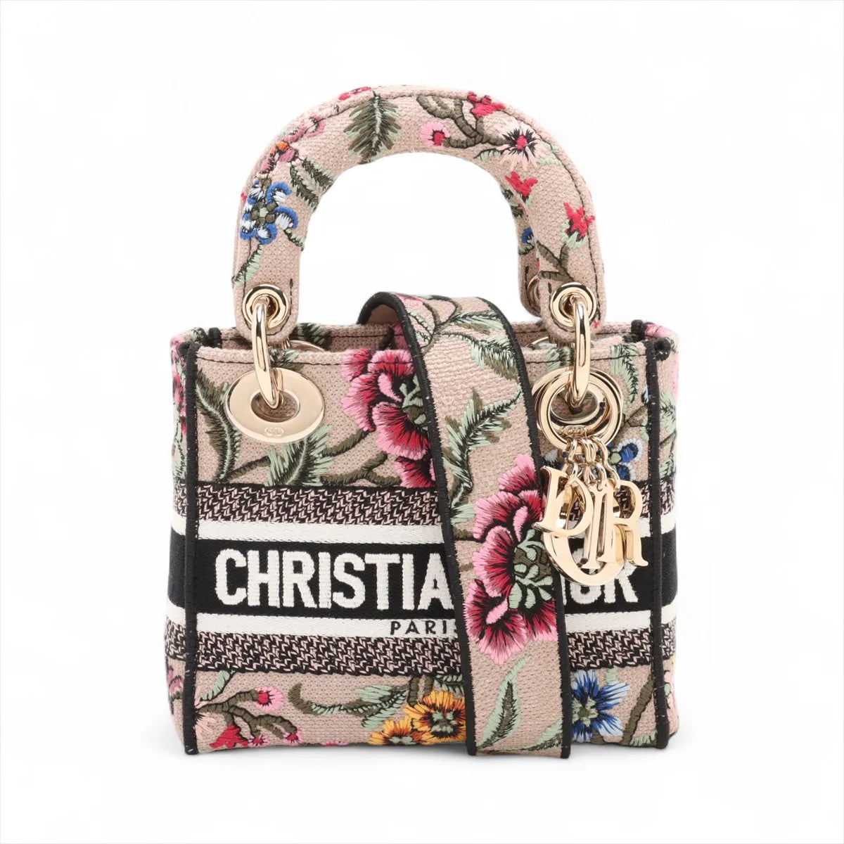 Premium Christian Dior Lady D-Light Floral Mini Canvas Two-Way Handbag Multicolor