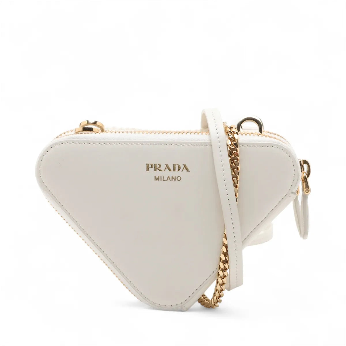 Prada Sac Triangle Raffia x Leather Two-Way Shoulder Bag White