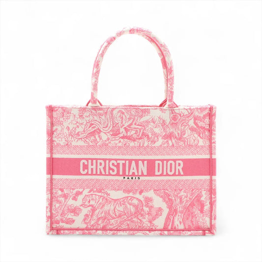 Christian Dior Toile De Jouy Embroidery Medium Book Tote Bag Pink