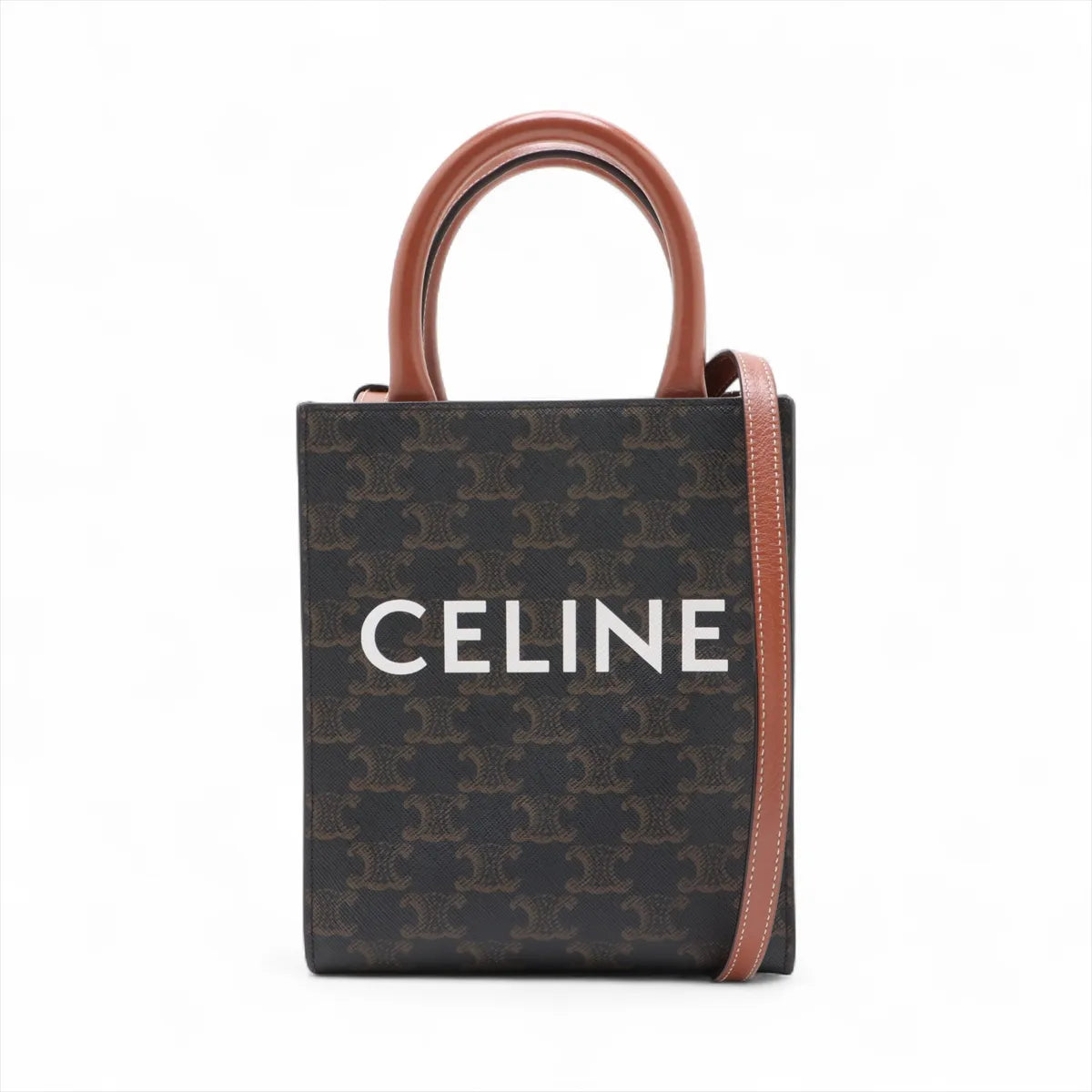 Celine Triomphe Mini Vertical Cabas Tote Bag Brown