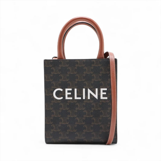 Celine Triomphe Mini Vertical Cabas Tote Bag Brown