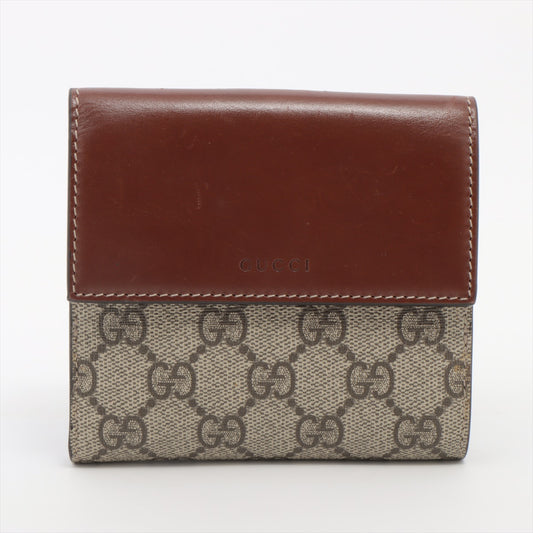 Gucci GG Supreme Leather Wallet Beige×Brown