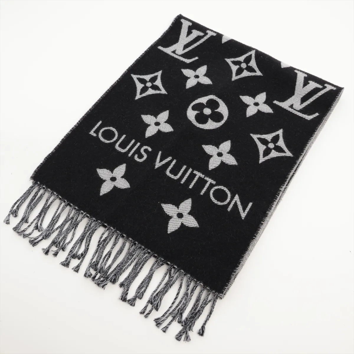 Louis Vuitton LV Essential Wool Scarf Black x Gray