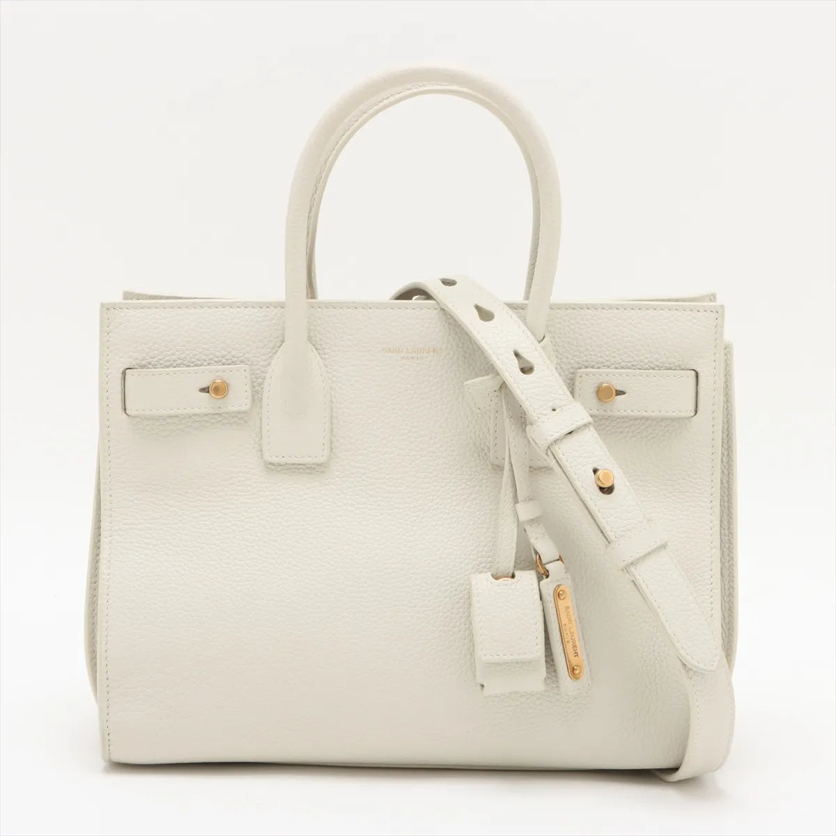 Saint Laurent Paris Sac de Jour Nano Leather Two-Way Handbag White