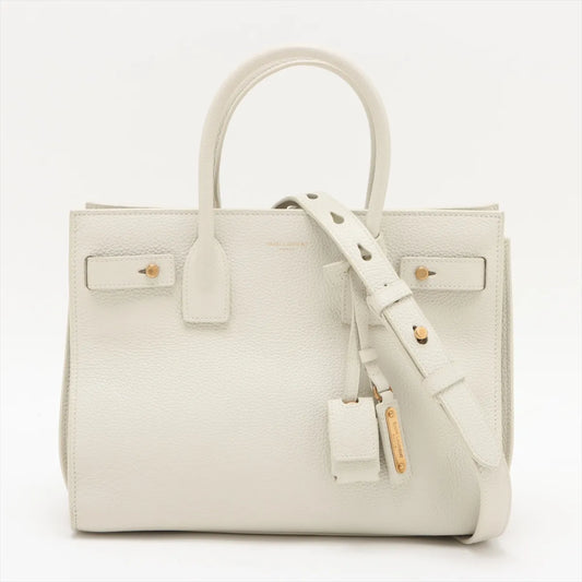 Saint Laurent Paris Sac de Jour Nano Leather Two-Way Handbag White