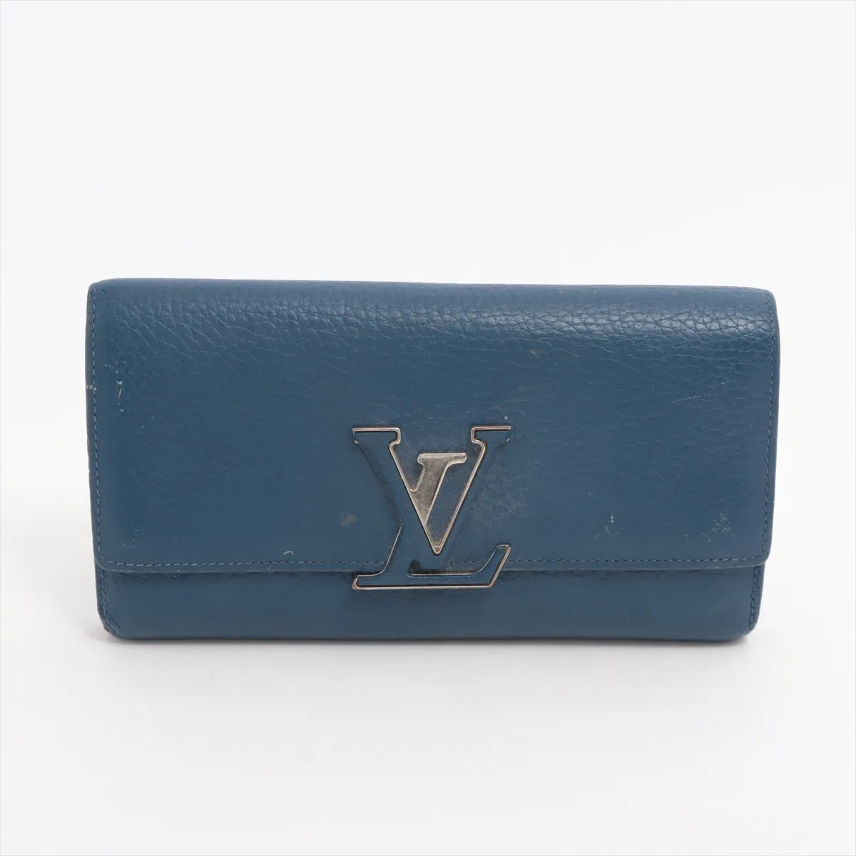 Louis Vuitton Taurillon Capucines Long Wallet Navy x Red
