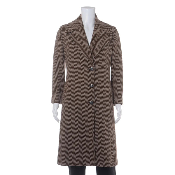 Celine Chevron Wool Coats Brown