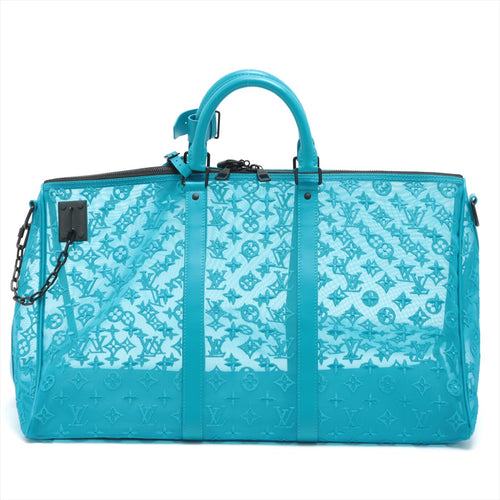 Best Louis Vuitton Keepall Ultra Limited Edition Triangle Monogram Mesh 50 Turquoise